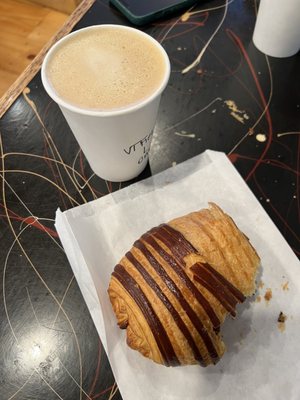 Chocolate croissant and maple latte