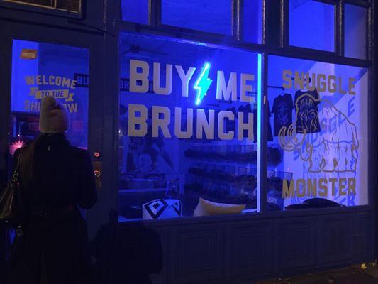 Store front at night