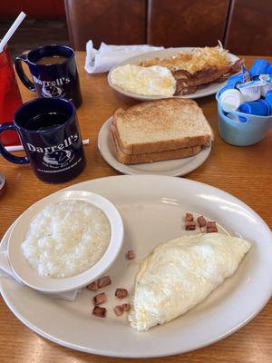 Egg white ham and cheese omelette. A bit small for the price