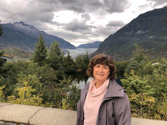 Visiting Mendenhall Glacier in Alaska.