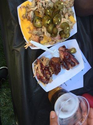 pulled pork nachos and brisket..these were large portions not every vendor does this