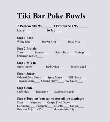 Poke Bowls Menu