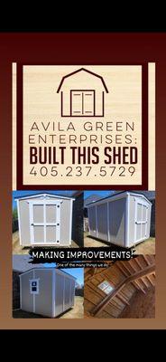 8x12 storage Shed. Built on site. With 1 window and an L shaped shelf. 

405.237.5729