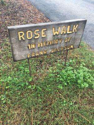 Entrance to rose walk is visible from cars driving through campus. Use caution, kids at play.