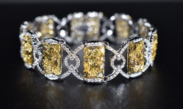 White gold fancy yellow diamond bracelet