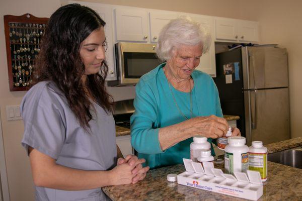 Our Caregivers help clients with Medication Reminders each day they are with them.