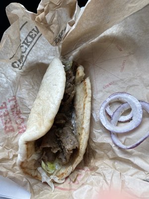 I ordered the turkey gyro but when I opened the sandwich it was this one. I think it's beef and lamb.   Not as good as the turkey.