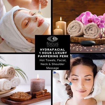 A one hour treatment with hot towels, a facial, neck and shoulder massage and is completed with a finishing mask.