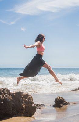 Dancing over the Pacific ocean in Malibu.