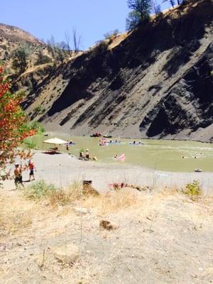 Here is the beach, notice people rafting