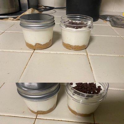 No bake edible cheese cakes in a jar