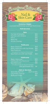 Service Menu  - Nail and Pedicures