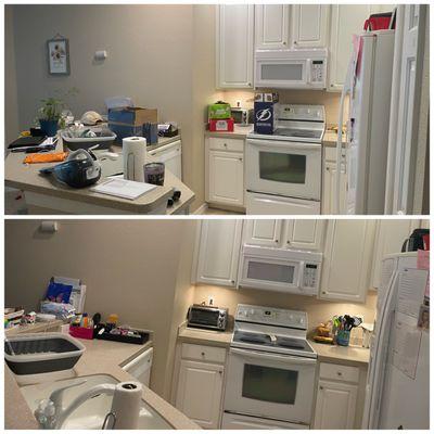 Before and after of kitchen.