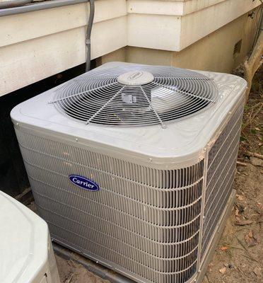 Carrier ac unit installed by Mount Pleasant Heating and Cooling