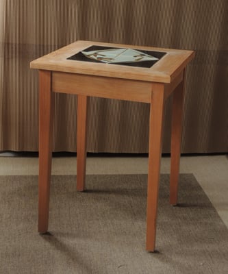 End Table with handmade ceramic tiles inlaid into the table top.