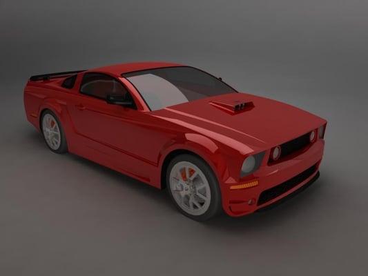 mustang created using Pro/ENGINEER and rendered using Maya software