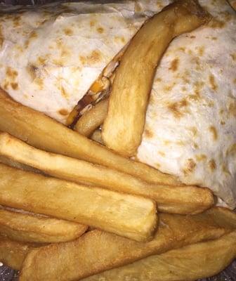 Chicken wrap with fries to go