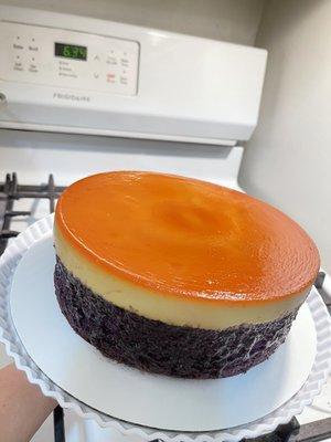 Ube Flan Chiffon Style Cake 8" Round $35