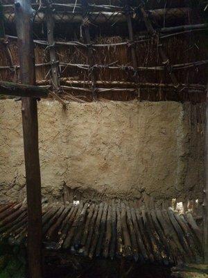 Inside an Indian hut.