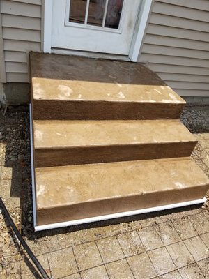 Colored and stamped concrete steps.