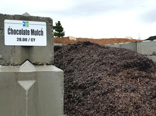 Chocolate Mulch (our most popular product!) 100% Recycled Material $28 per cubic yard