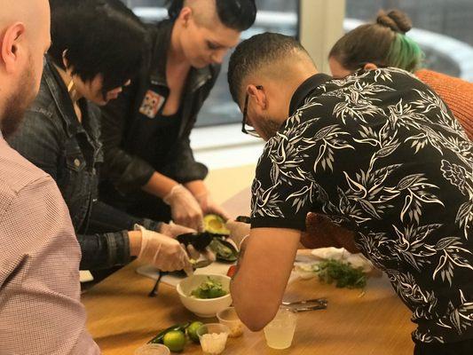 The main team building activity is a guacamole making competition.