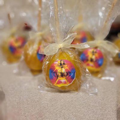 Gold Wonder Woman Themed candy apples