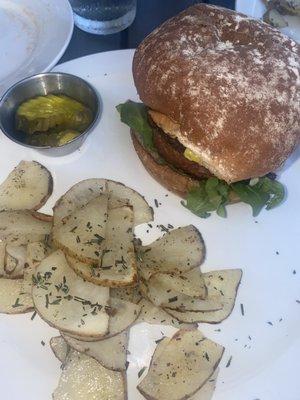 Vegan Burger with potatoes