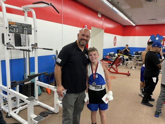 USA Boxing Head Coach Jason Brandstetter with Mason.