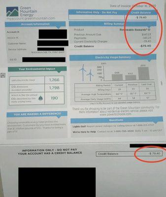 A customers first bill after going solar was NEGATIVE. They banked $80 of credit and PAID THE UTILITY COMPANY NOTHING!