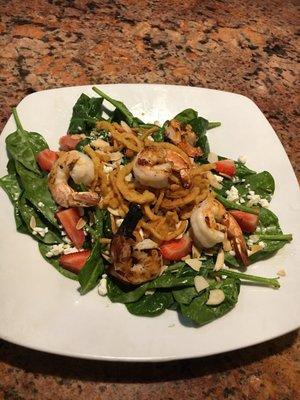 Strawberry Spinach Salad with grilled shrimp