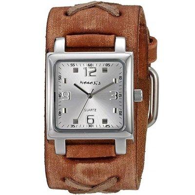 Silver Classic Vintage Watch with Brown X Leather Cuff Band BFXB017S