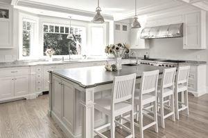 Beautiful kitchen staging, crisp and clean!