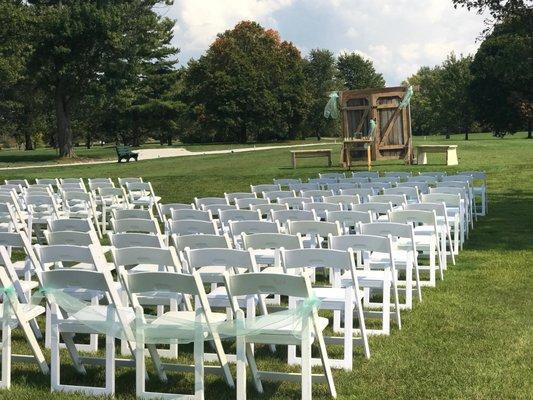 Wedding ceremony on the golf course.