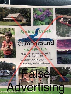 Completely false advertising. No cute kids. No running creek. No nice Class C RVs.