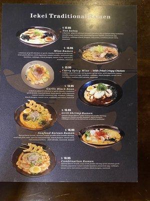 New Ramen menu