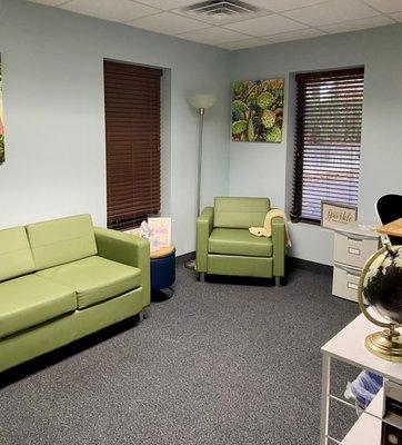 Therapy counseling rooms are comfortable and quiet