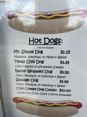 Hot Dog options