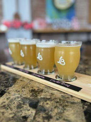 Hazy beer flight.