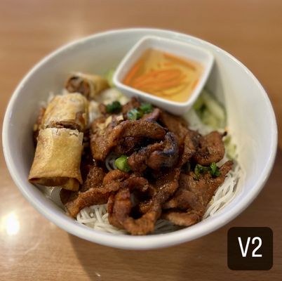 V2 Vermicelli with Grilled Pork and Spring roll