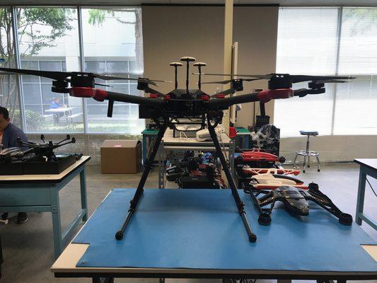 A DJI Matrice 600 drone in for repair