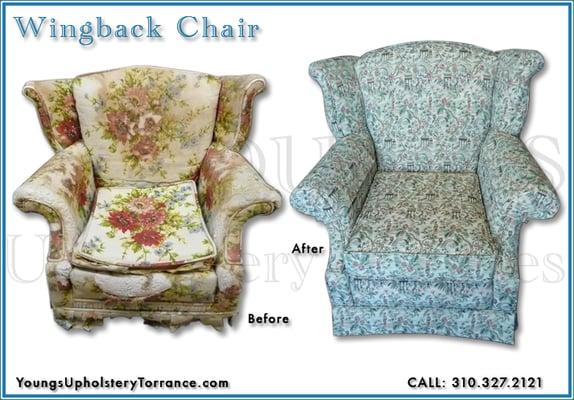 wingback chair before and after