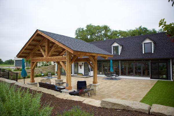 Natural stone pavers and retaining wall- done by Heartstone Inc