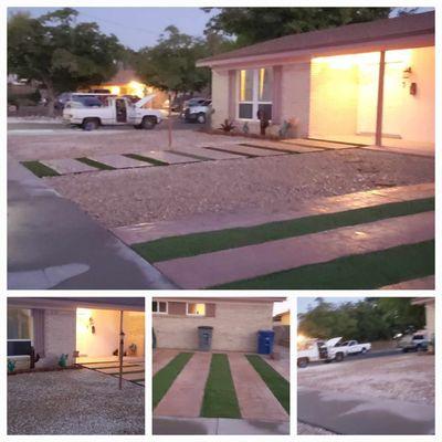 This is the finish product of the landscape in job on east side of the el paso. We also installed artificial grass in some  parts of the job