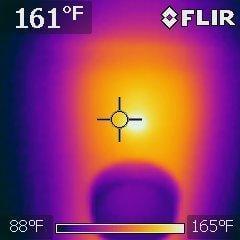 This is a Thermal Image of a dimmer switch that is overheated.  Dimmers usually operate slightly warmer  (up to 100 deg.)...