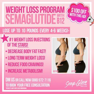 We provide Hollywood's #1 Weight Loss Injection Program. We can help you achieve your goals.