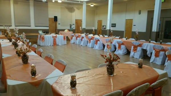 Main hall set up for reception