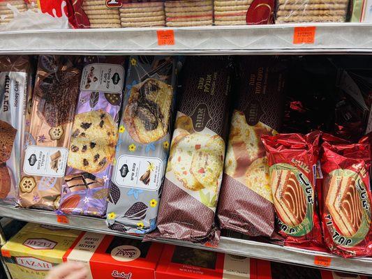 Assorted Israeli cakes! Hope they'll stock even more with different flavors.