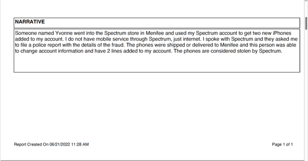 copy of the original police reported submitted last year and this year.