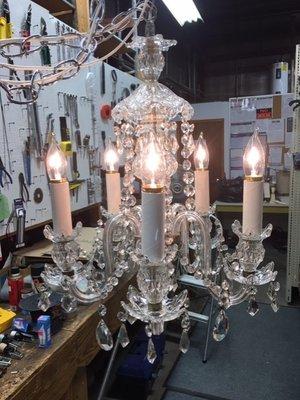 Chandelier repair and rewire - updated to LED